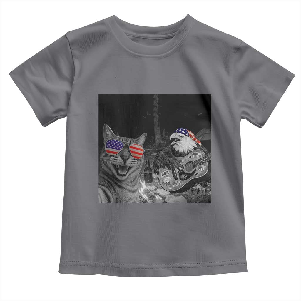 Funny Cat Selfie 4th of July Toddler T Shirt Patriotic Eagle American Flag Gift