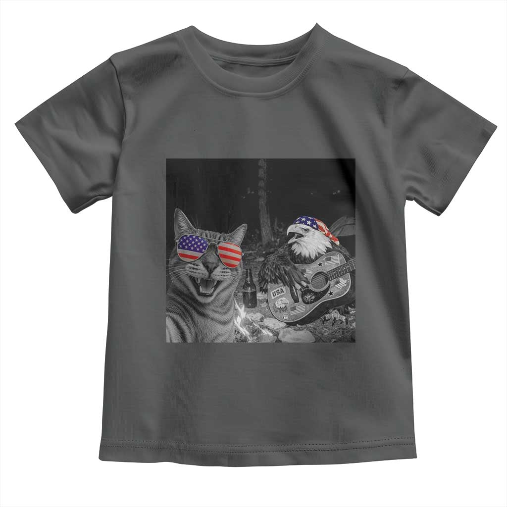 Funny Cat Selfie 4th of July Toddler T Shirt Patriotic Eagle American Flag Gift