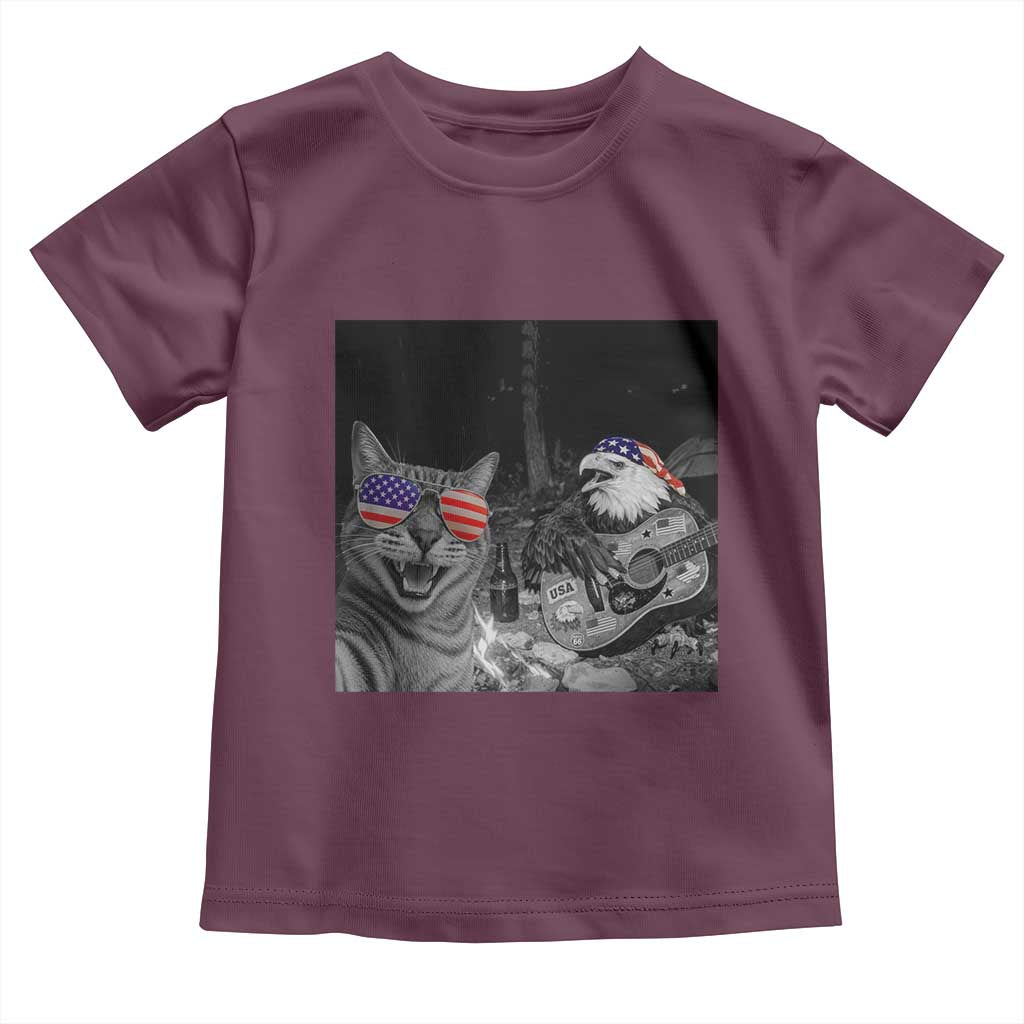 Funny Cat Selfie 4th of July Toddler T Shirt Patriotic Eagle American Flag Gift