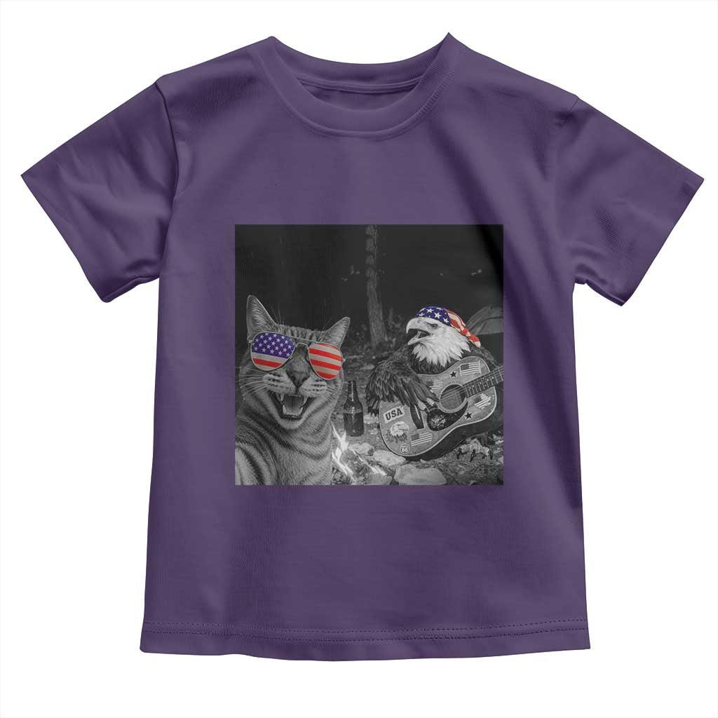 Funny Cat Selfie 4th of July Toddler T Shirt Patriotic Eagle American Flag Gift