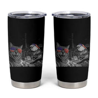 Funny Cat Selfie 4th of July Tumbler Cup Patriotic Eagle American Flag Gift
