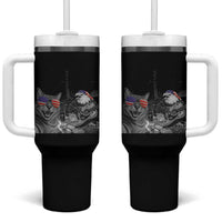 Funny Cat Selfie 4th of July Tumbler With Handle Patriotic Eagle American Flag Gift