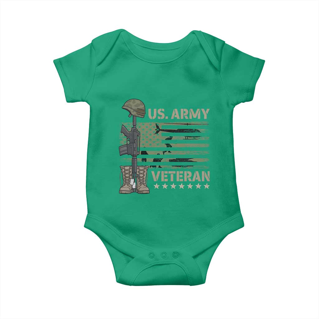 US Arrny Veteran Baby Onesie Proud Soldier USA Flag Camouflage Military - Wonder Print Shop