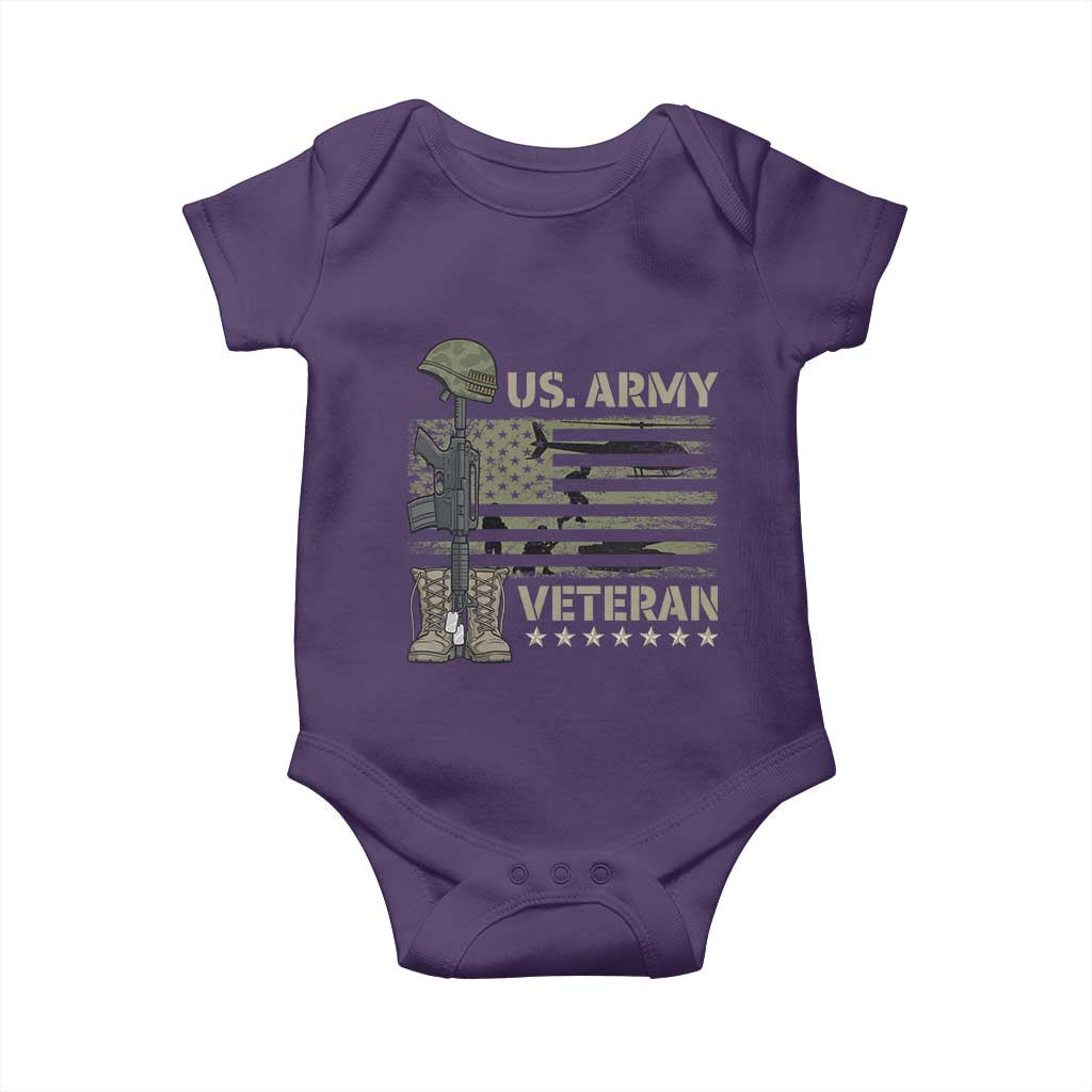 US Arrny Veteran Baby Onesie Proud Soldier USA Flag Camouflage Military - Wonder Print Shop