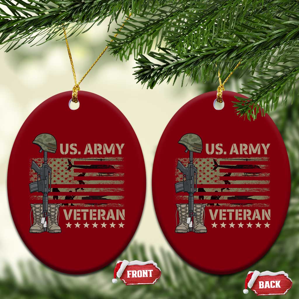 US Arrny Veteran Ceramic Ornament Proud Soldier USA Flag Camouflage Military - Wonder Print Shop