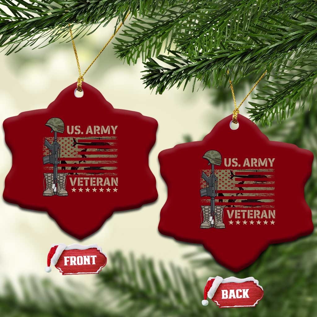 US Arrny Veteran Ceramic Ornament Proud Soldier USA Flag Camouflage Military - Wonder Print Shop
