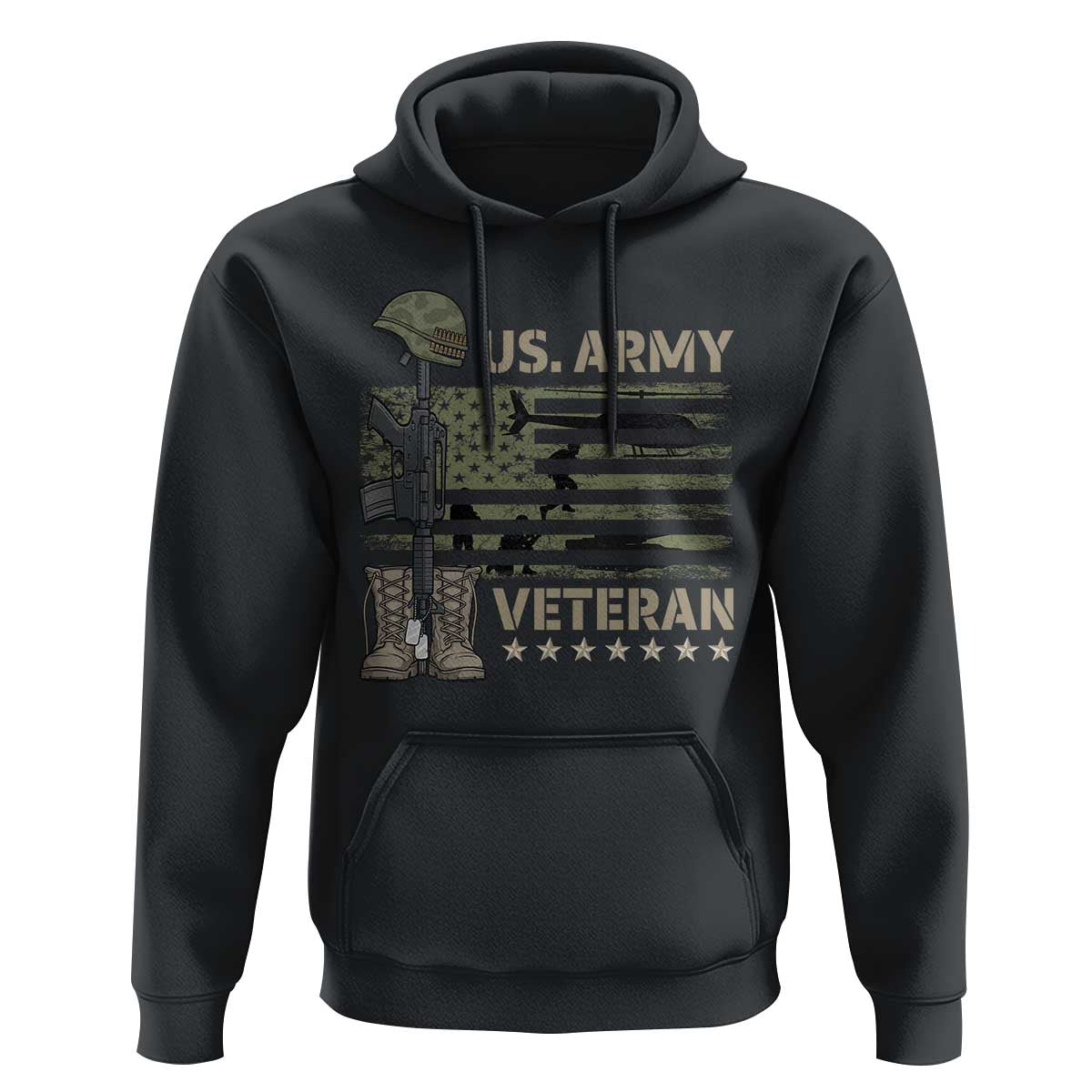 US Arrny Veteran Hoodie Proud Soldier USA Flag Camouflage Military - Wonder Print Shop