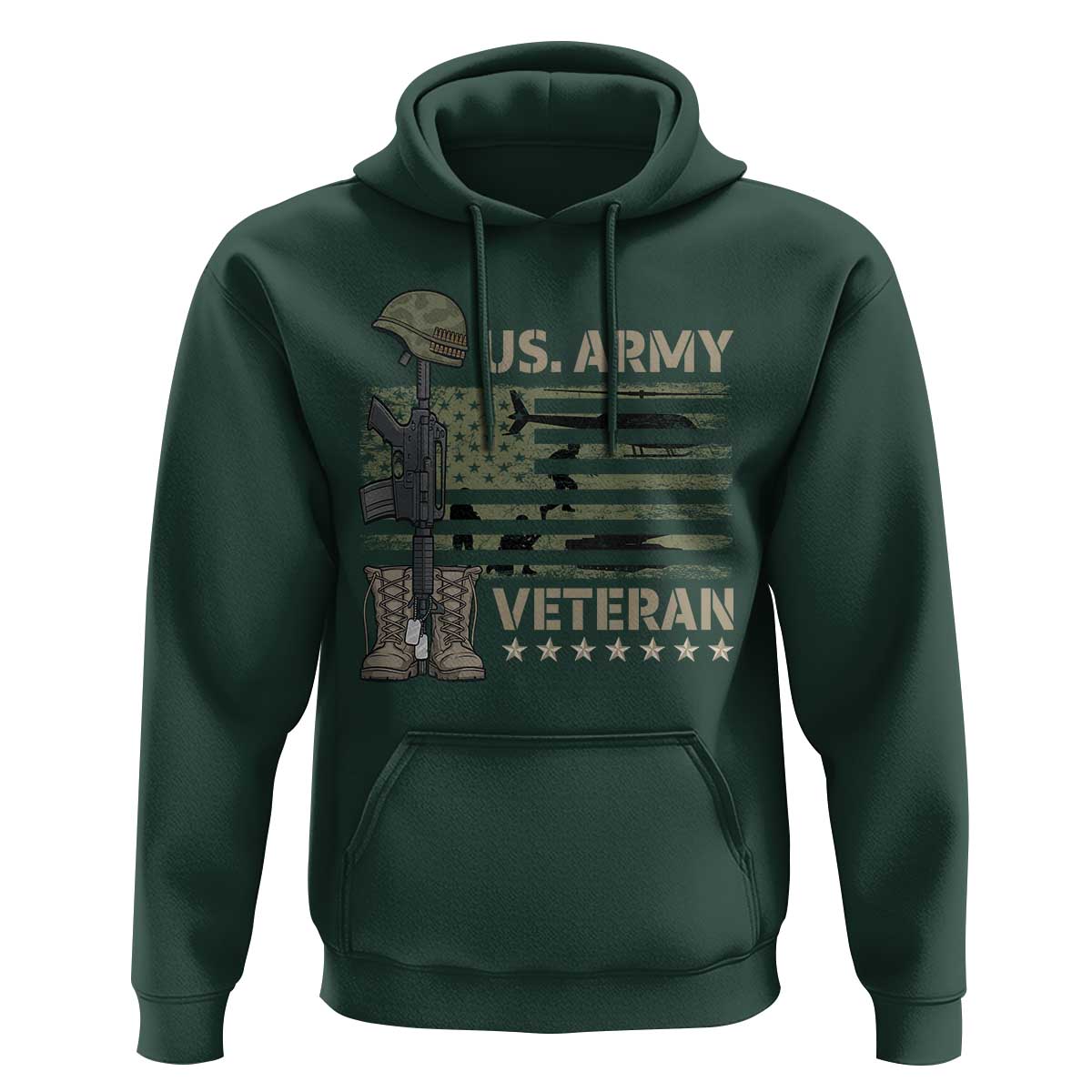 US Arrny Veteran Hoodie Proud Soldier USA Flag Camouflage Military - Wonder Print Shop