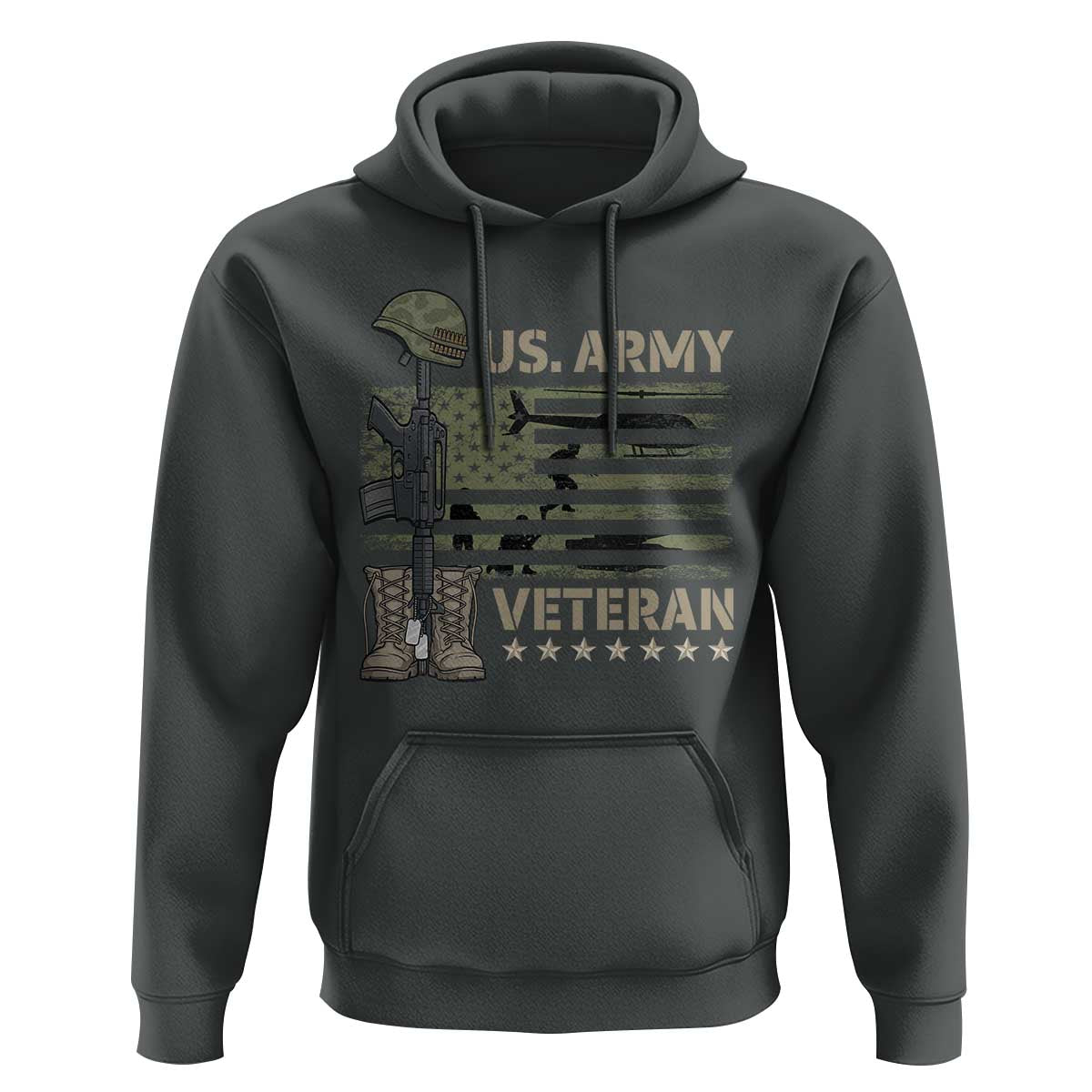 US Arrny Veteran Hoodie Proud Soldier USA Flag Camouflage Military - Wonder Print Shop
