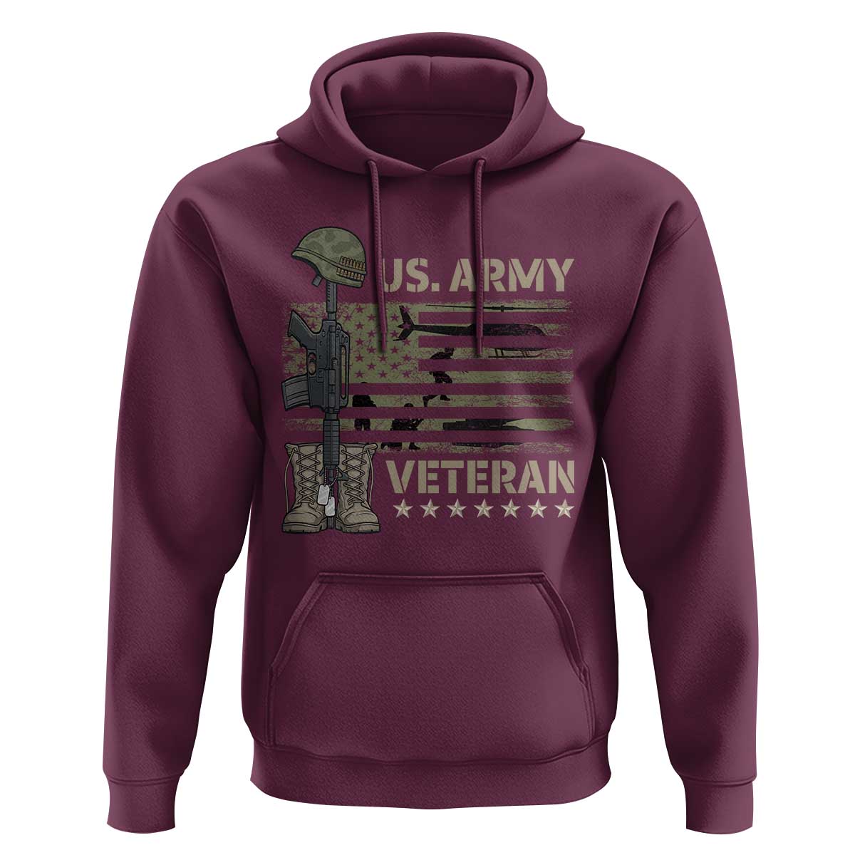 US Arrny Veteran Hoodie Proud Soldier USA Flag Camouflage Military - Wonder Print Shop