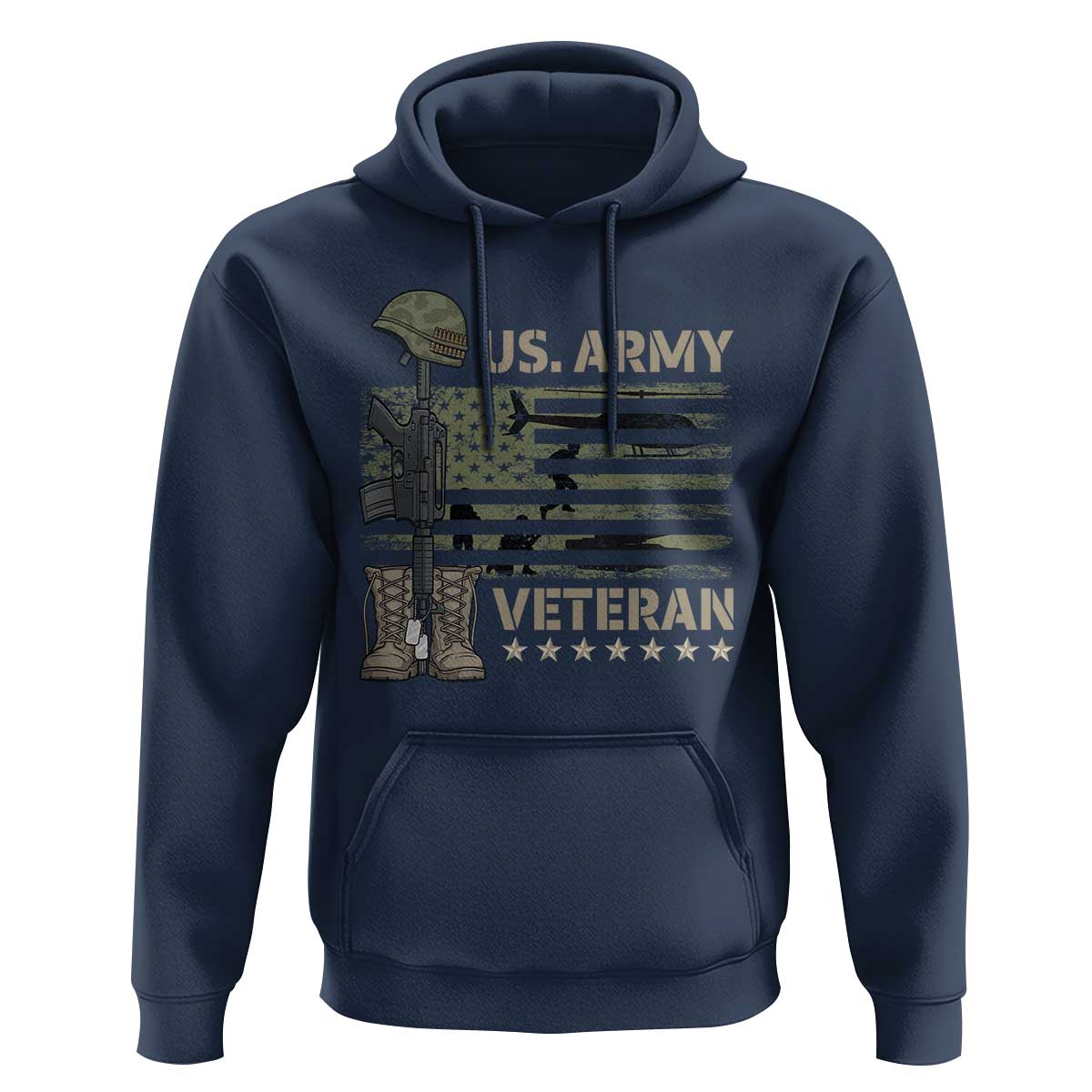US Arrny Veteran Hoodie Proud Soldier USA Flag Camouflage Military - Wonder Print Shop