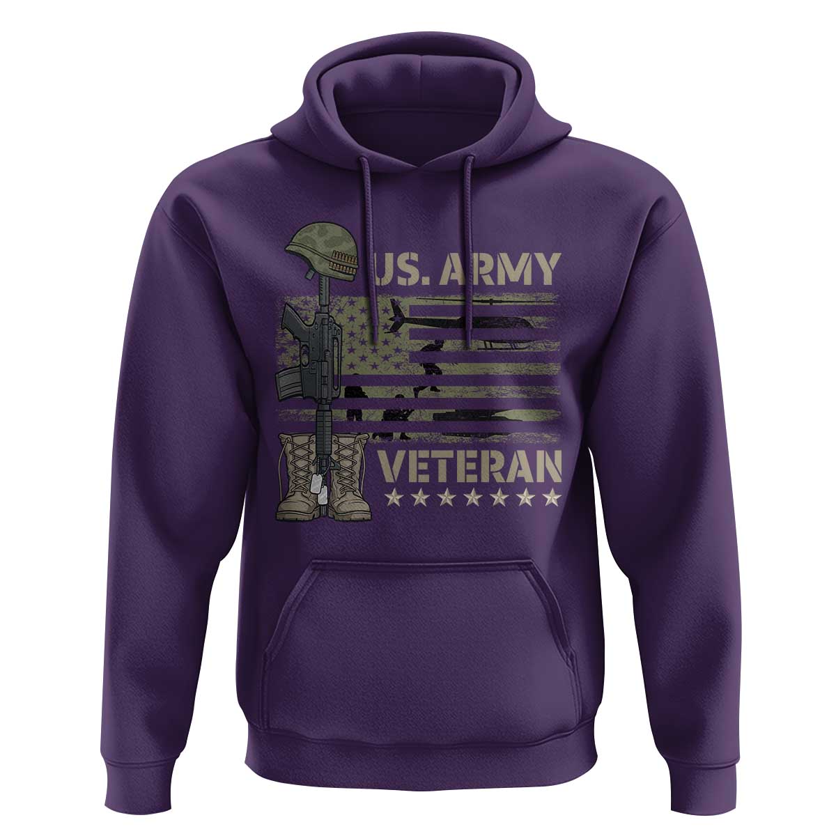 US Arrny Veteran Hoodie Proud Soldier USA Flag Camouflage Military - Wonder Print Shop