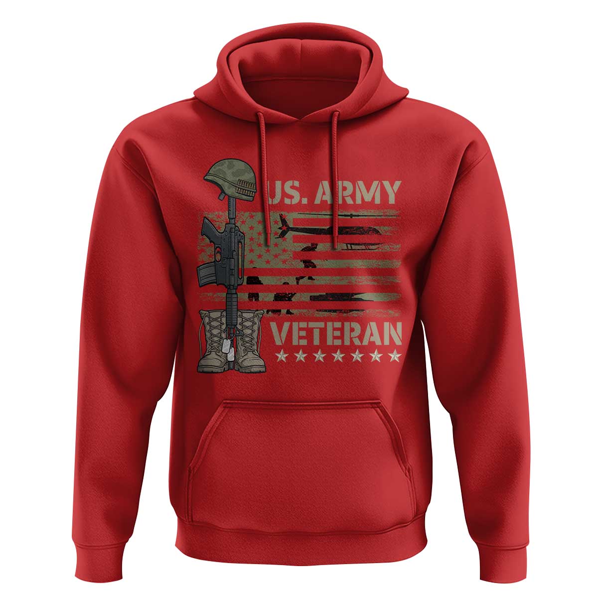 US Arrny Veteran Hoodie Proud Soldier USA Flag Camouflage Military - Wonder Print Shop