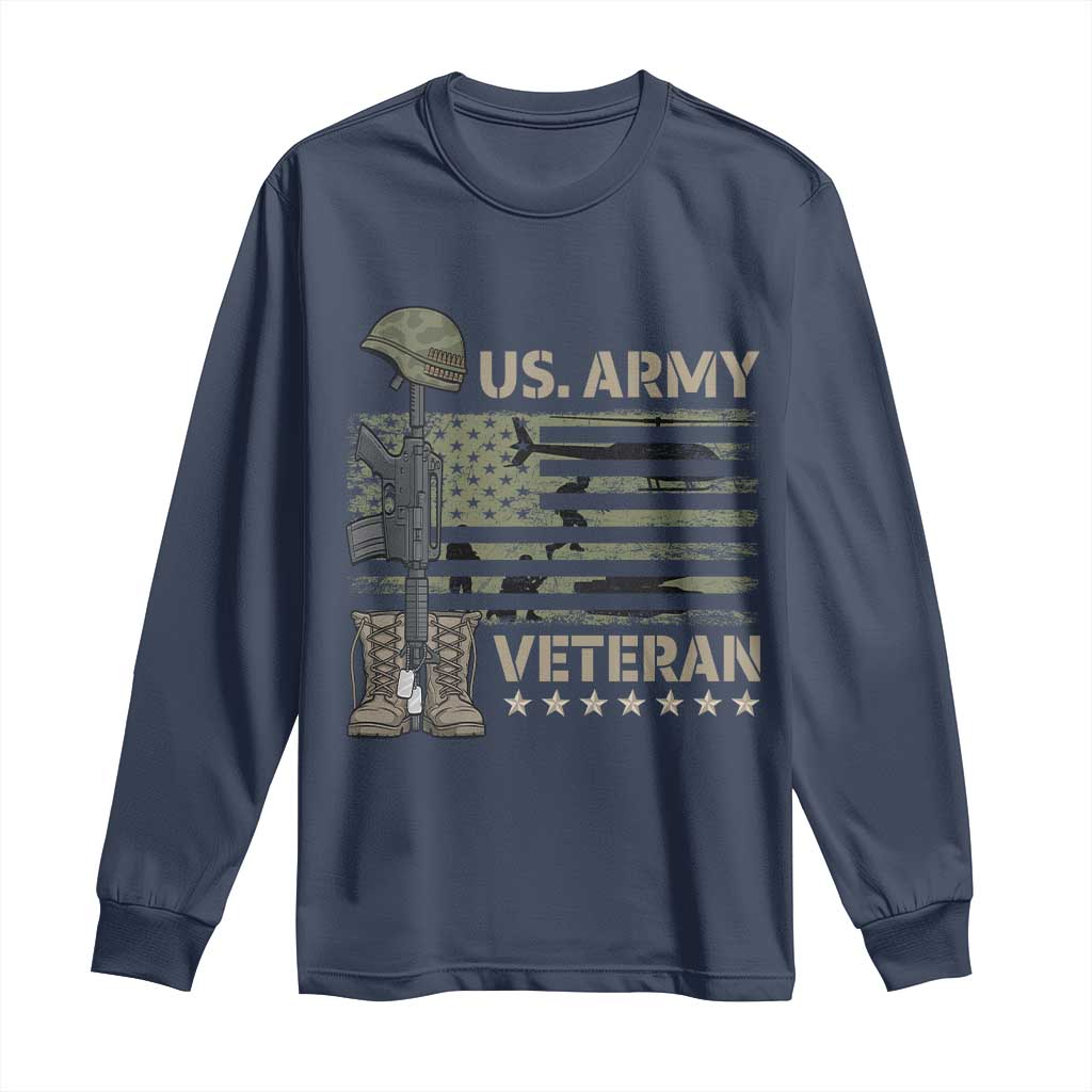 US Arrny Veteran Long Sleeve Shirt Proud Soldier USA Flag Camouflage Military - Wonder Print Shop