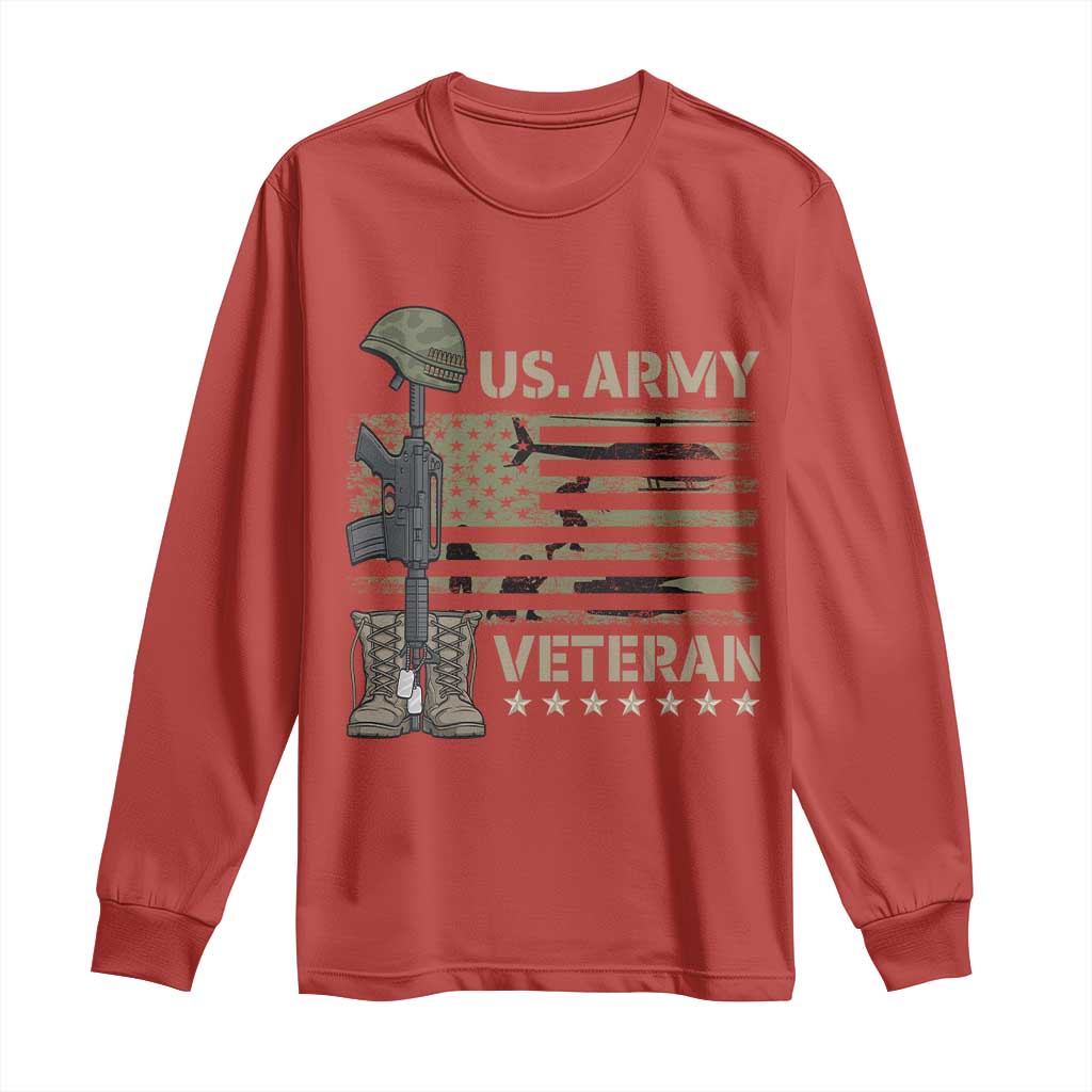 US Arrny Veteran Long Sleeve Shirt Proud Soldier USA Flag Camouflage Military - Wonder Print Shop