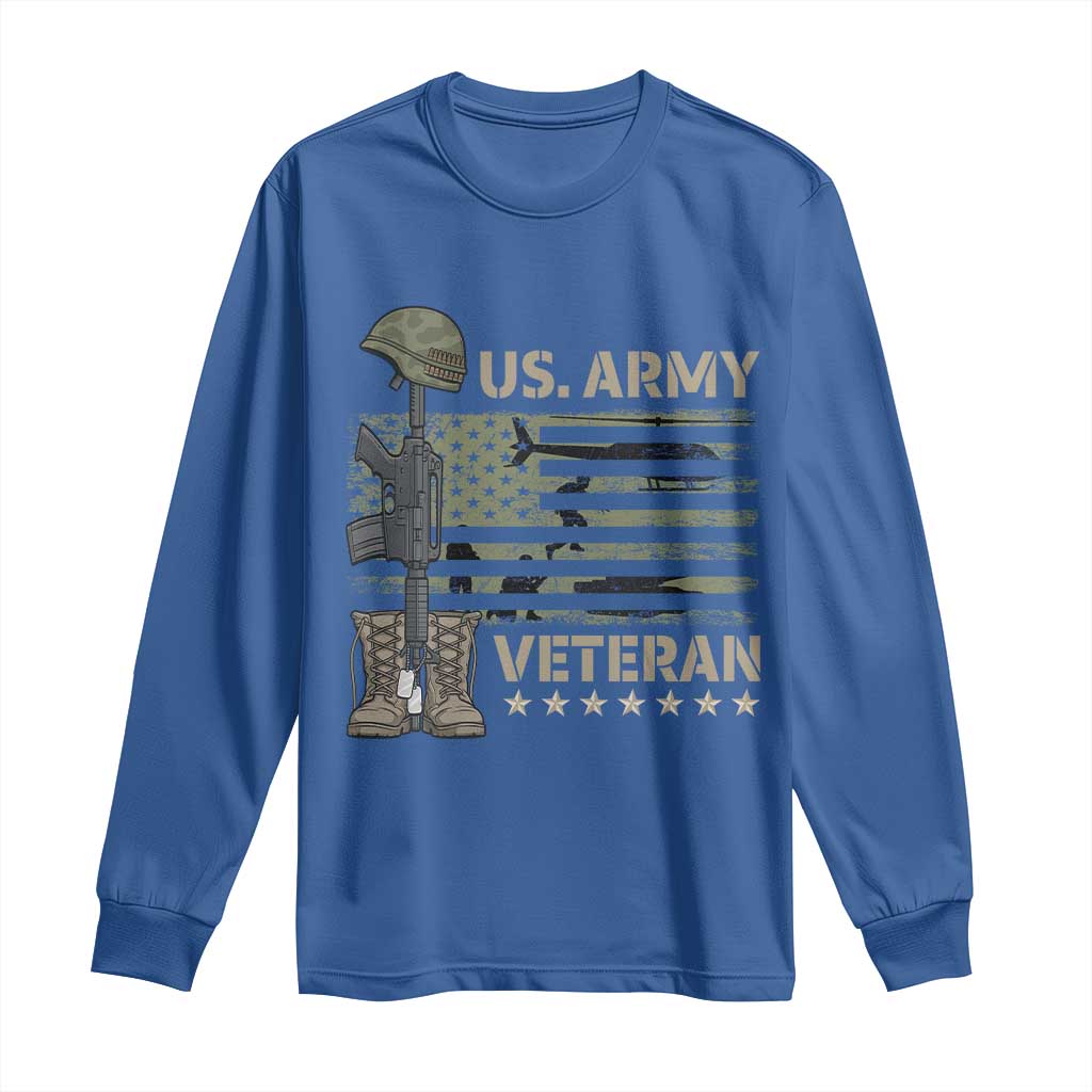 US Arrny Veteran Long Sleeve Shirt Proud Soldier USA Flag Camouflage Military - Wonder Print Shop