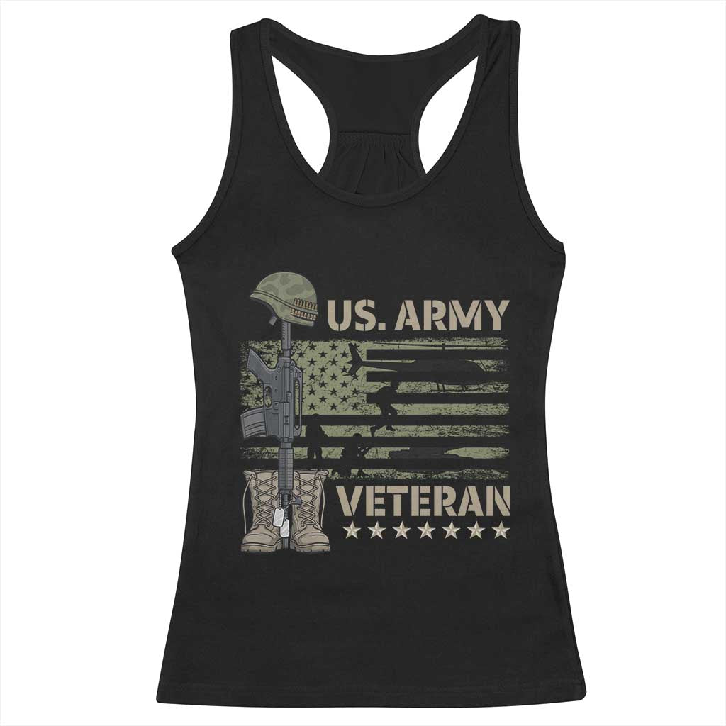 US Arrny Veteran Racerback Tank Top Proud Soldier USA Flag Camouflage Military - Wonder Print Shop