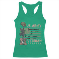US Arrny Veteran Racerback Tank Top Proud Soldier USA Flag Camouflage Military - Wonder Print Shop