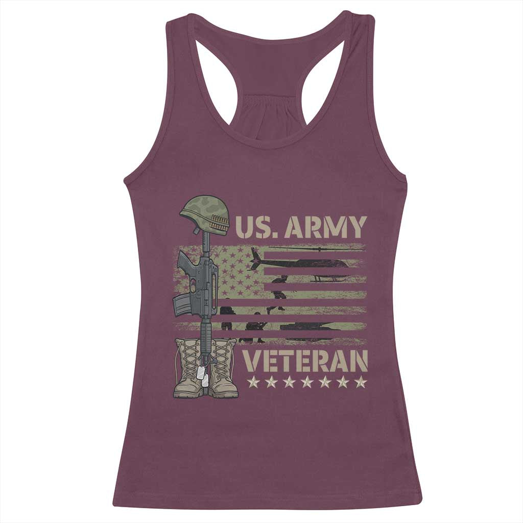 US Arrny Veteran Racerback Tank Top Proud Soldier USA Flag Camouflage Military - Wonder Print Shop