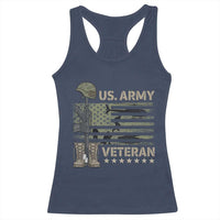 US Arrny Veteran Racerback Tank Top Proud Soldier USA Flag Camouflage Military - Wonder Print Shop