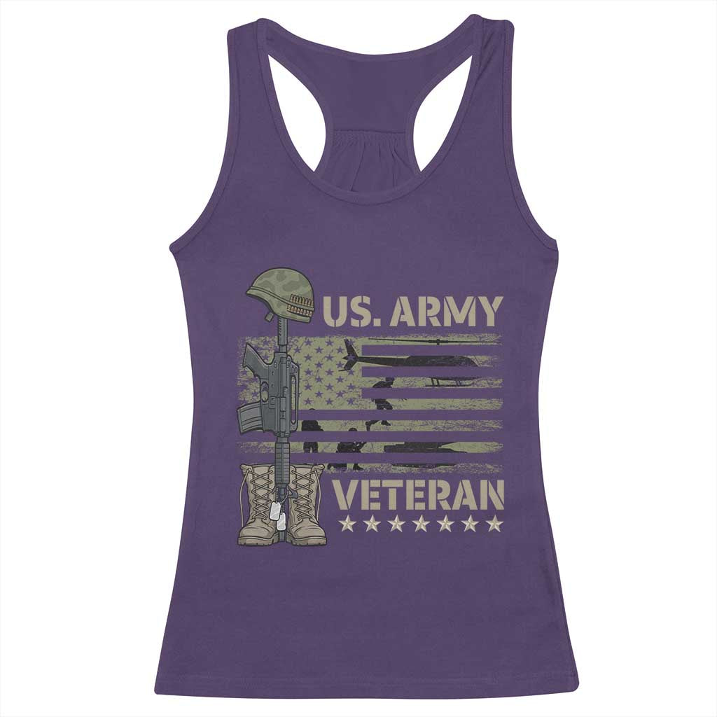 US Arrny Veteran Racerback Tank Top Proud Soldier USA Flag Camouflage Military - Wonder Print Shop