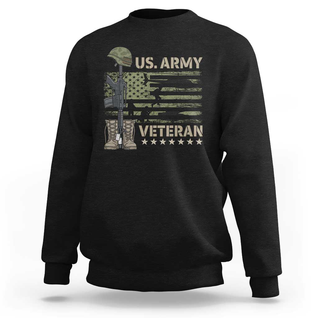 US Arrny Veteran Sweatshirt Proud Soldier USA Flag Camouflage Military - Wonder Print Shop
