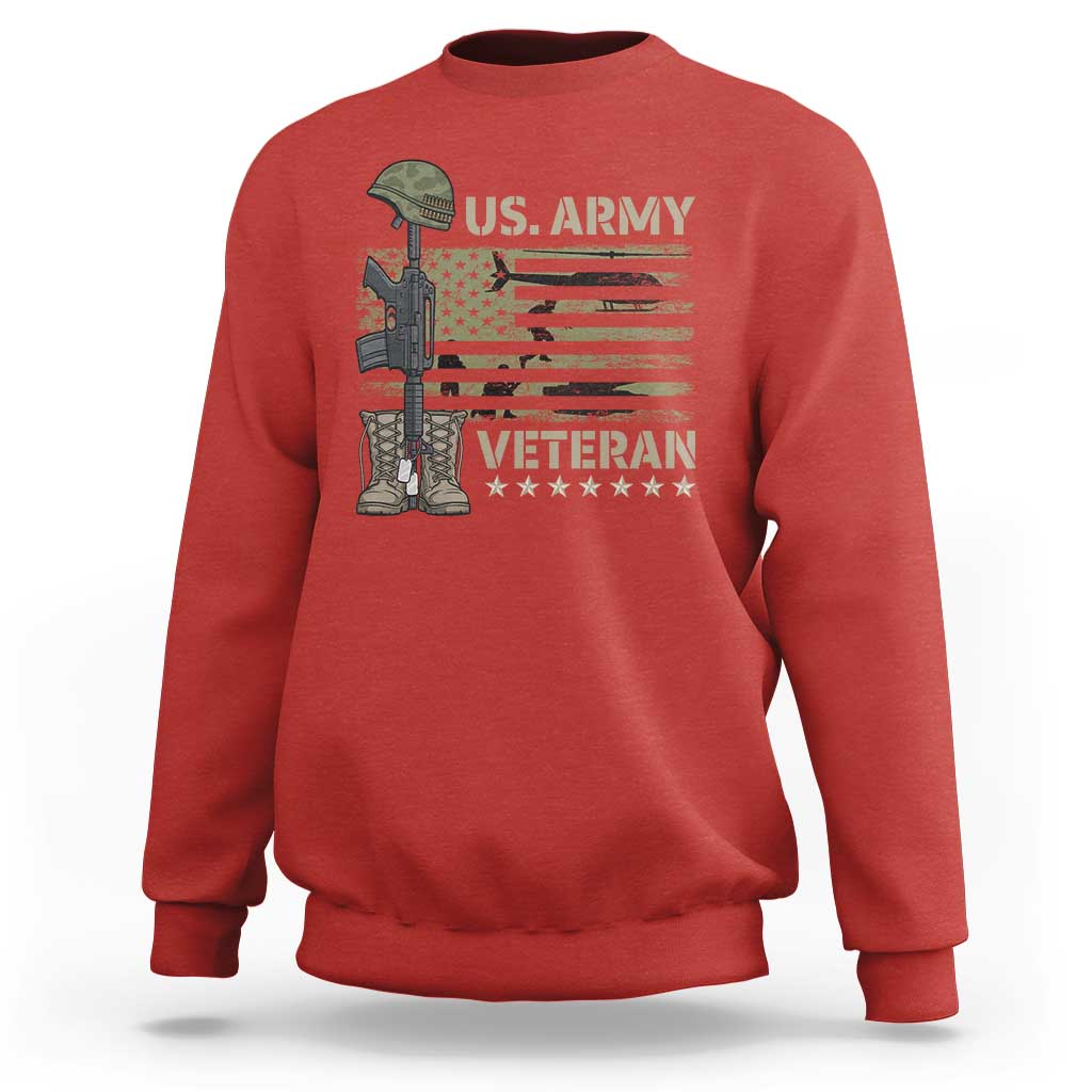 US Arrny Veteran Sweatshirt Proud Soldier USA Flag Camouflage Military - Wonder Print Shop