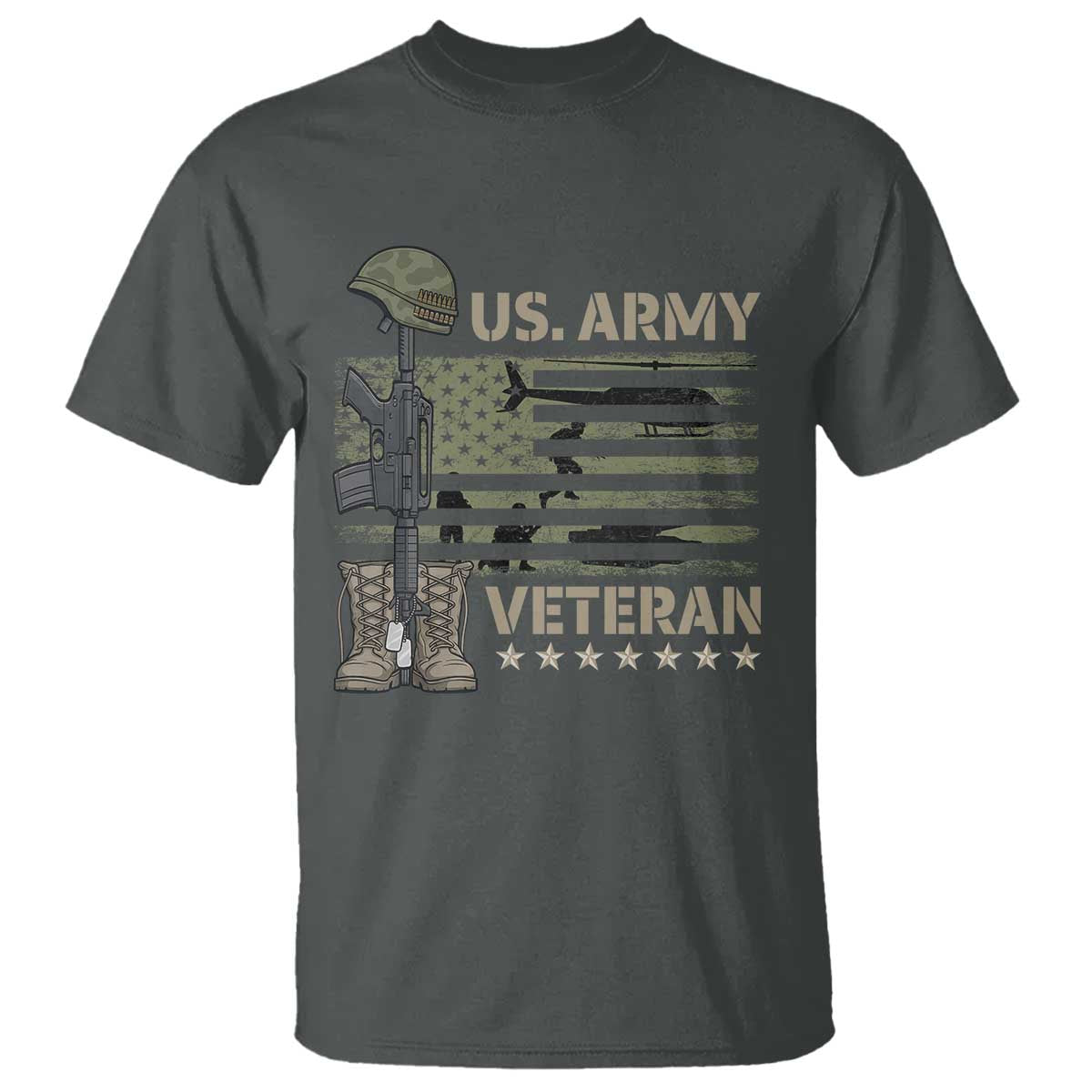 US Arrny Veteran T Shirt Proud Soldier USA Flag Camouflage Military - Wonder Print Shop