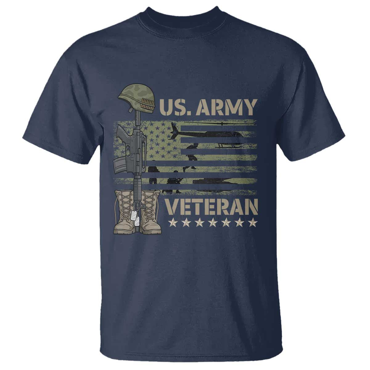 US Arrny Veteran T Shirt Proud Soldier USA Flag Camouflage Military - Wonder Print Shop