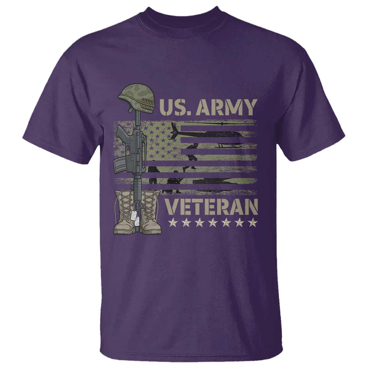US Arrny Veteran T Shirt Proud Soldier USA Flag Camouflage Military - Wonder Print Shop