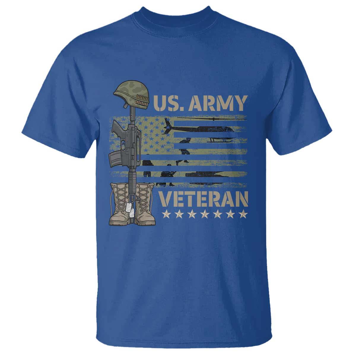 US Arrny Veteran T Shirt Proud Soldier USA Flag Camouflage Military - Wonder Print Shop