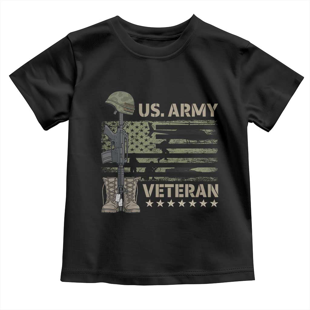 US Arrny Veteran Toddler T Shirt Proud Soldier USA Flag Camouflage Military - Wonder Print Shop