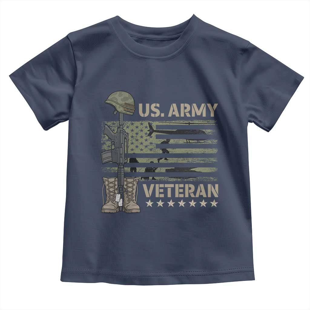 US Arrny Veteran Toddler T Shirt Proud Soldier USA Flag Camouflage Military - Wonder Print Shop