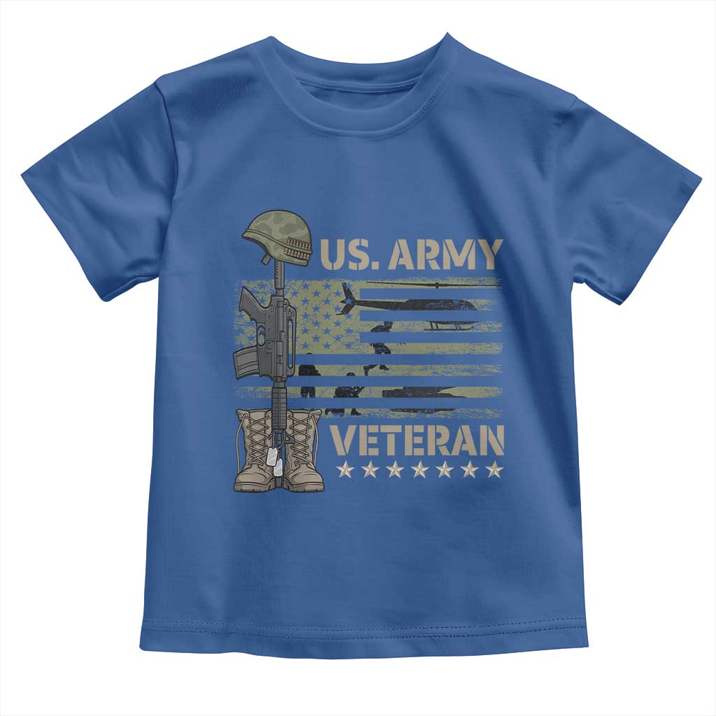 US Arrny Veteran Toddler T Shirt Proud Soldier USA Flag Camouflage Military - Wonder Print Shop