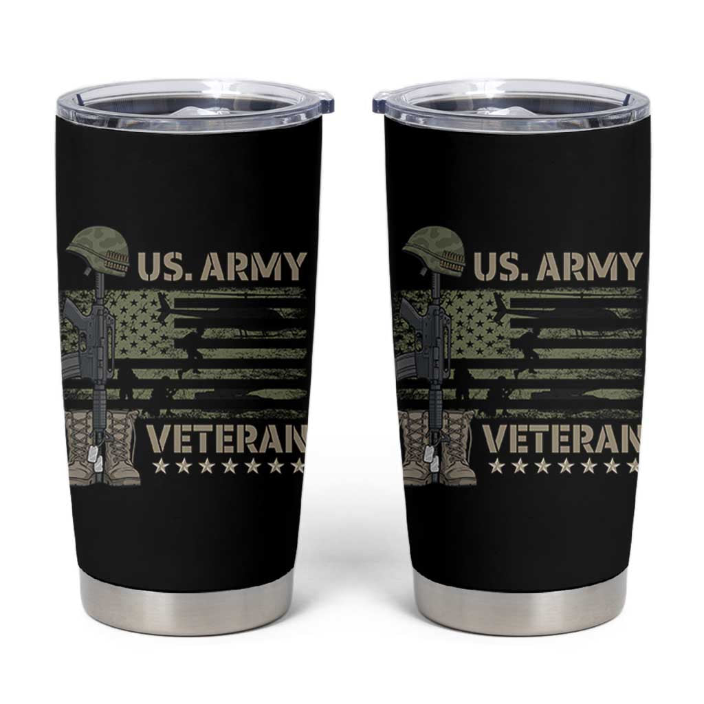 US Arrny Veteran Tumbler Cup Proud Soldier USA Flag Camouflage Military - Wonder Print Shop