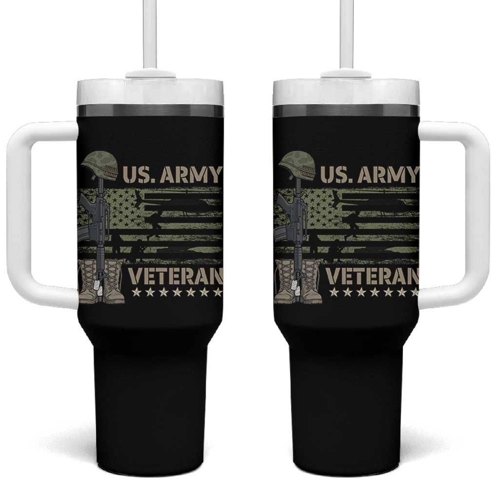 US Arrny Veteran Tumbler With Handle Proud Soldier USA Flag Camouflage Military - Wonder Print Shop