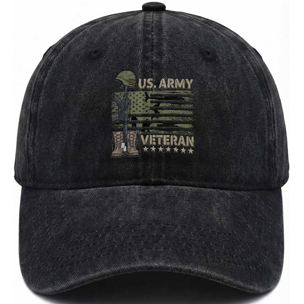 US Arrny Veteran Washed Cotton Baseball Cap Proud Soldier USA Flag Camouflage Military