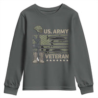 US Arrny Veteran Youth Sweatshirt Proud Soldier USA Flag Camouflage Military - Wonder Print Shop