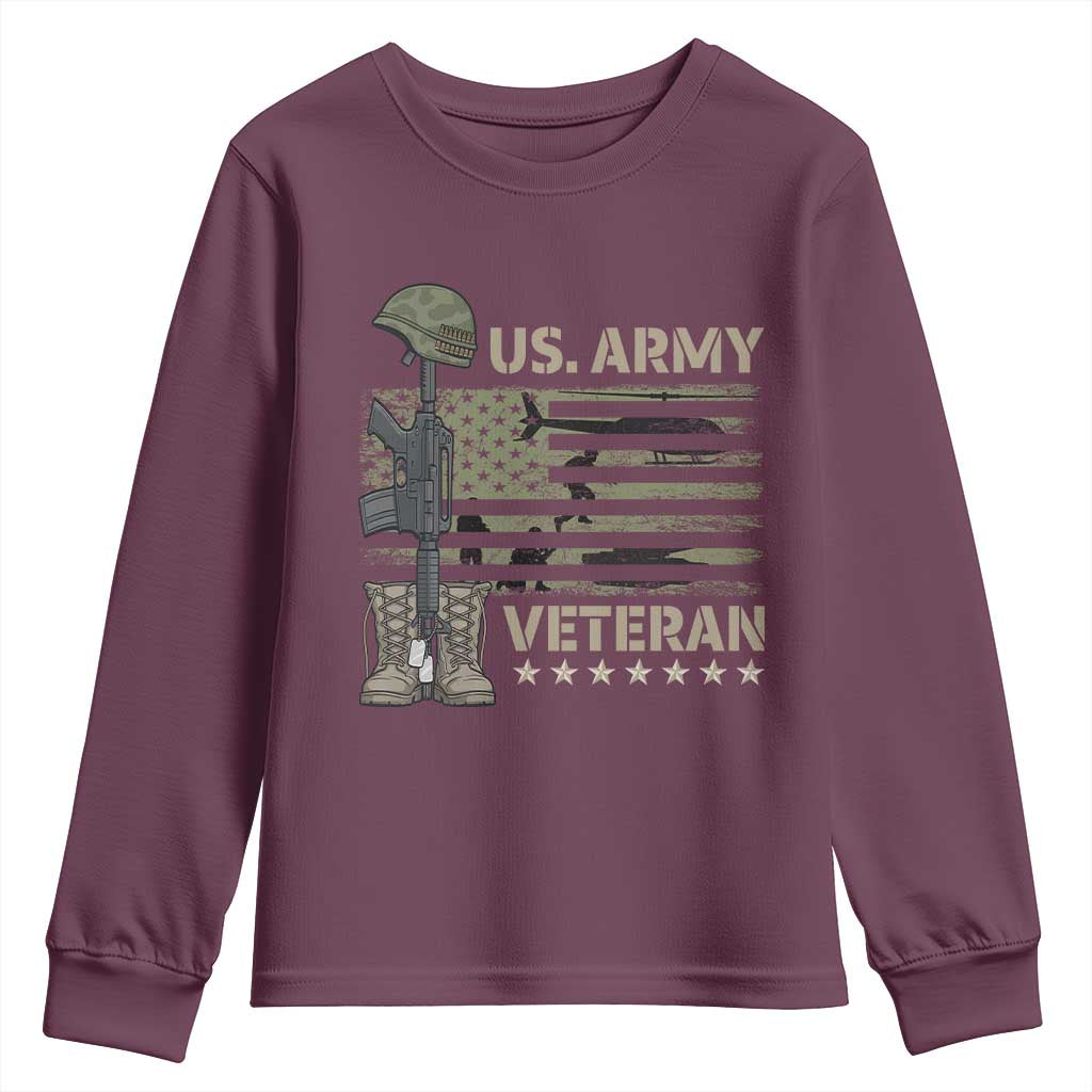 US Arrny Veteran Youth Sweatshirt Proud Soldier USA Flag Camouflage Military - Wonder Print Shop