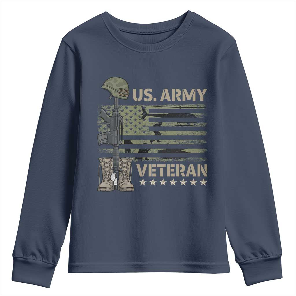 US Arrny Veteran Youth Sweatshirt Proud Soldier USA Flag Camouflage Military - Wonder Print Shop
