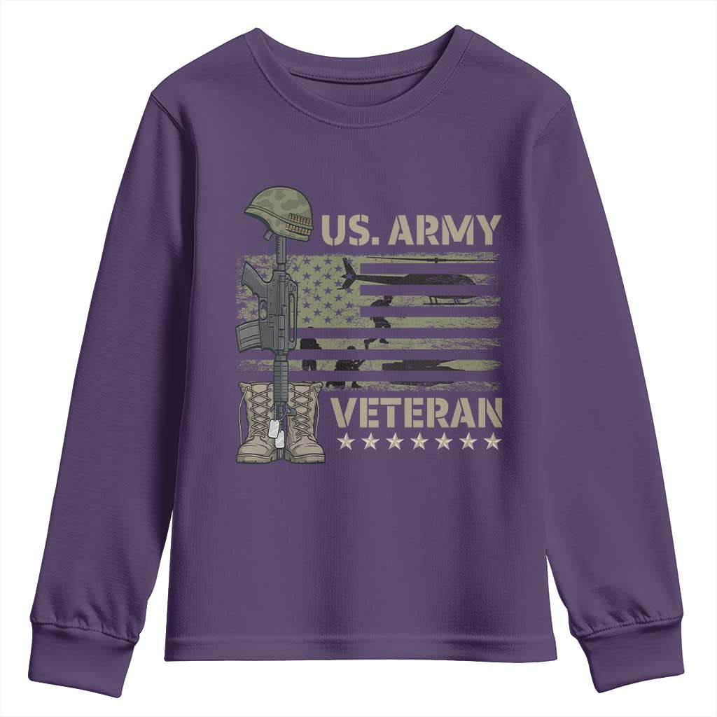 US Arrny Veteran Youth Sweatshirt Proud Soldier USA Flag Camouflage Military - Wonder Print Shop