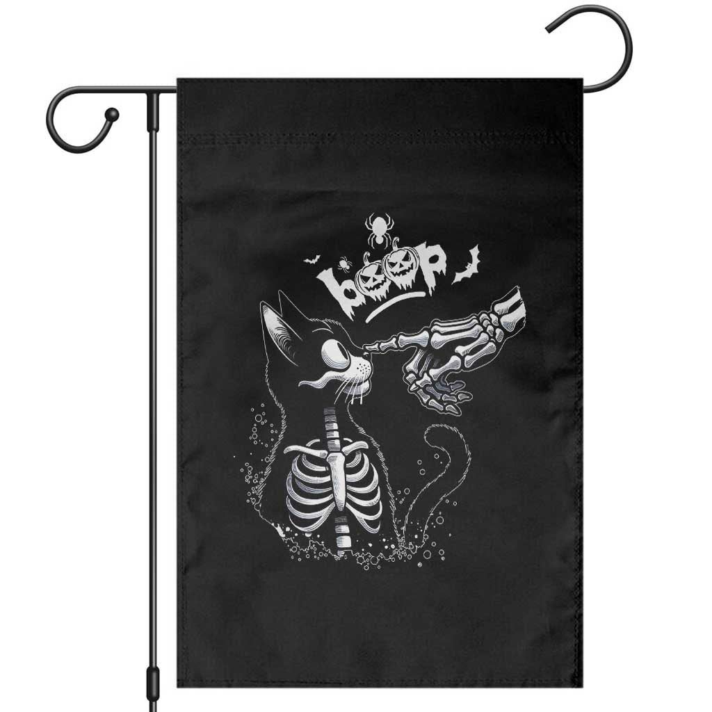 Black Cat Halloween Garden Flag Skeleton Hand Boop - Wonder Print Shop
