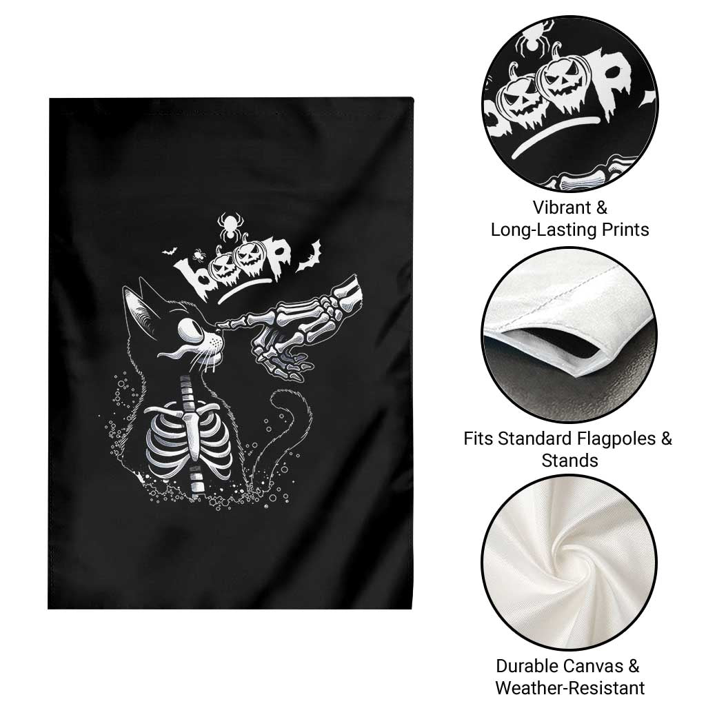 Black Cat Halloween Garden Flag Skeleton Hand Boop - Wonder Print Shop