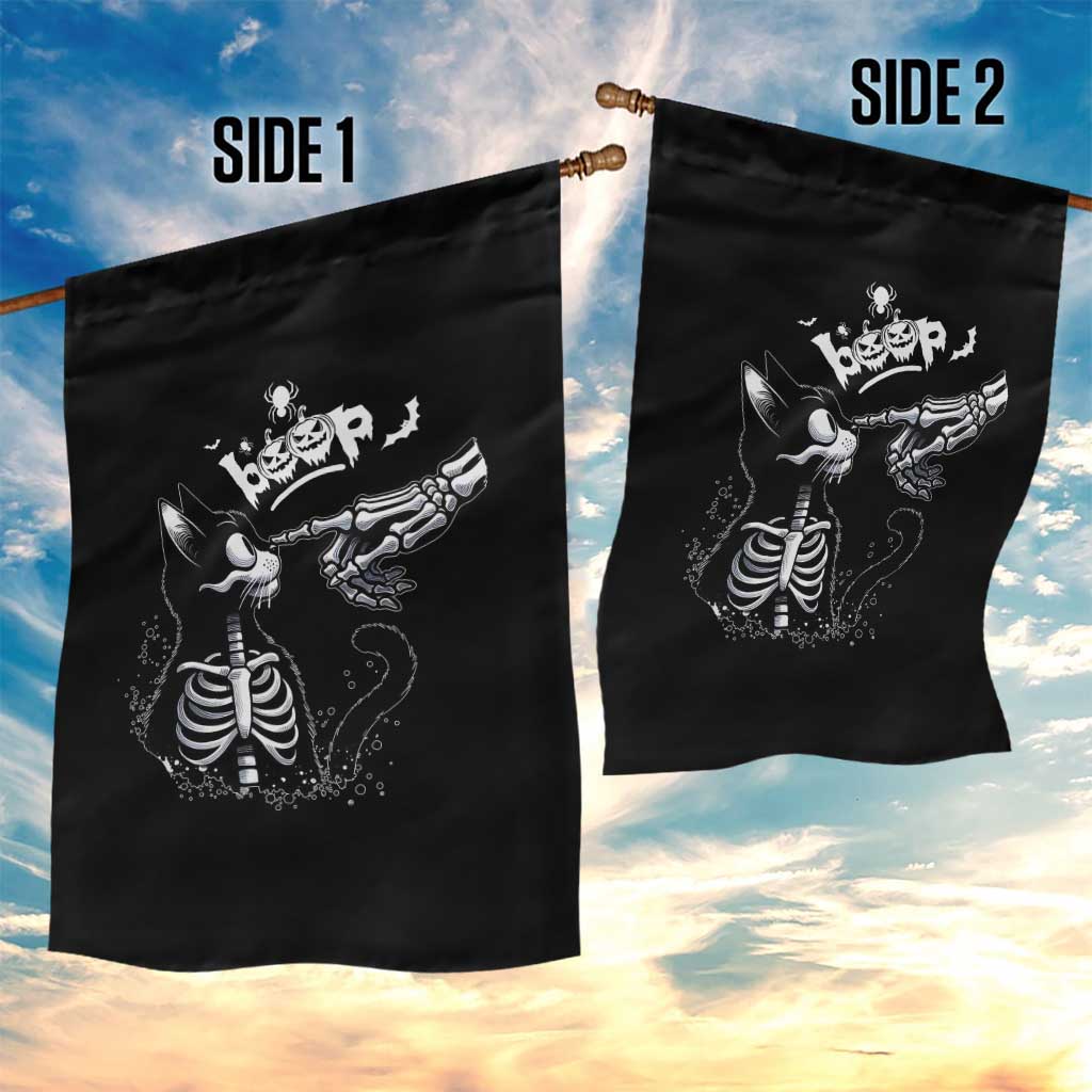 Black Cat Halloween Garden Flag Skeleton Hand Boop - Wonder Print Shop