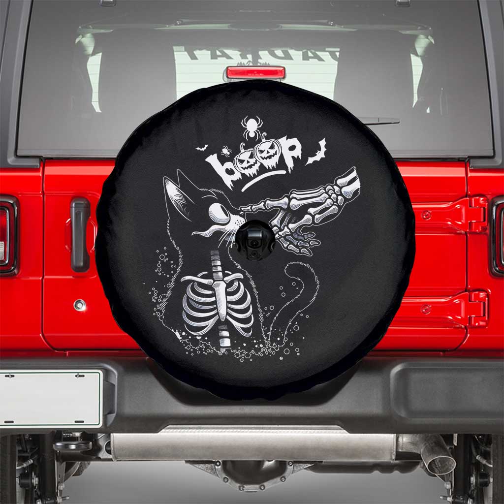 Black Cat Halloween Spare Tire Cover Skeleton Hand Boop - Wonder Print Shop
