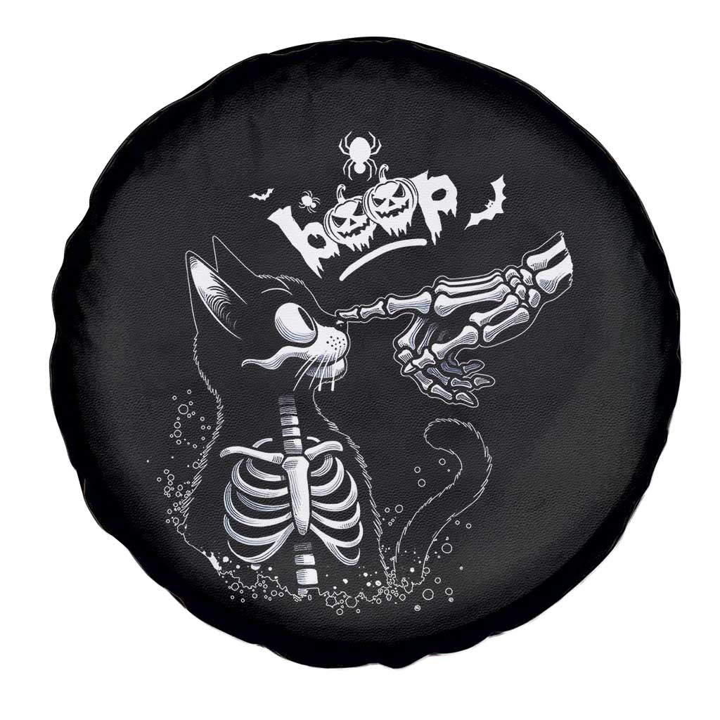 Black Cat Halloween Spare Tire Cover Skeleton Hand Boop - Wonder Print Shop