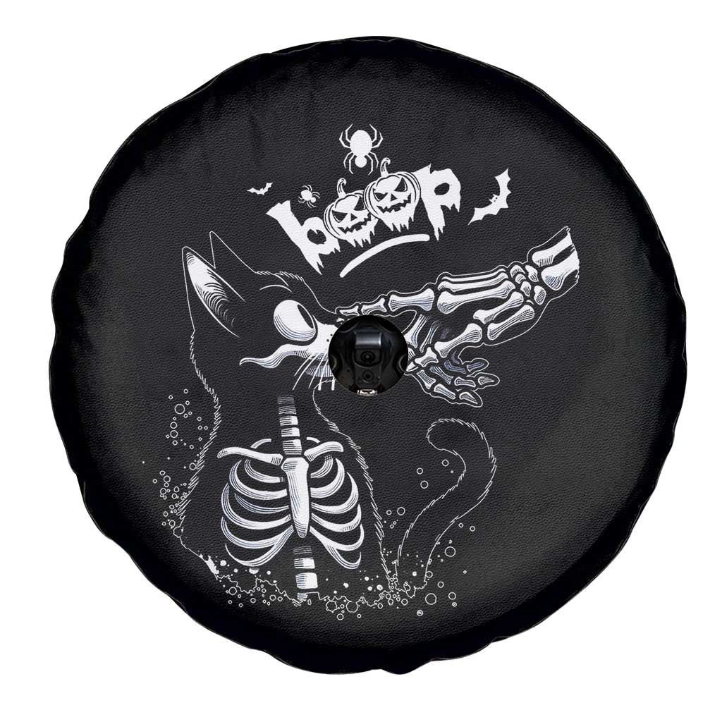 Black Cat Halloween Spare Tire Cover Skeleton Hand Boop - Wonder Print Shop