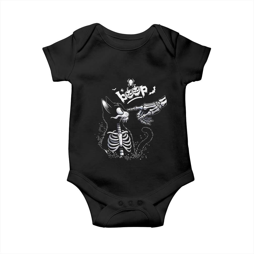 Black Cat Halloween Baby Onesie Skeleton Hand Boop - Wonder Print Shop