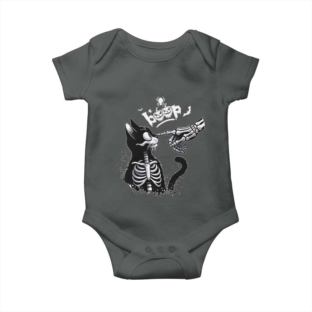 Black Cat Halloween Baby Onesie Skeleton Hand Boop - Wonder Print Shop