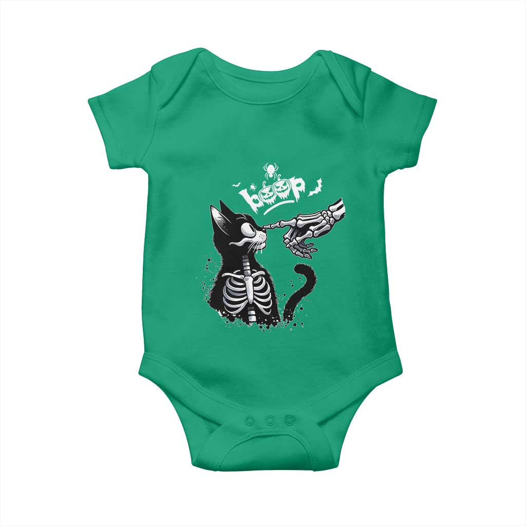 Black Cat Halloween Baby Onesie Skeleton Hand Boop - Wonder Print Shop
